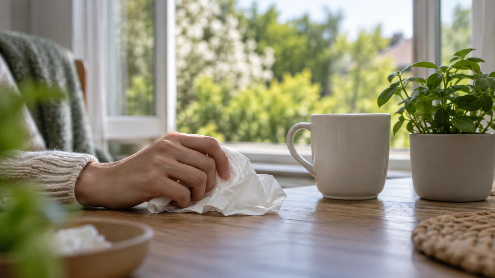 Illustration éditoriale pour Allergies saisonnières chez l’adulte : repères généraux, limites de l’auto-évaluation et motifs de consultation