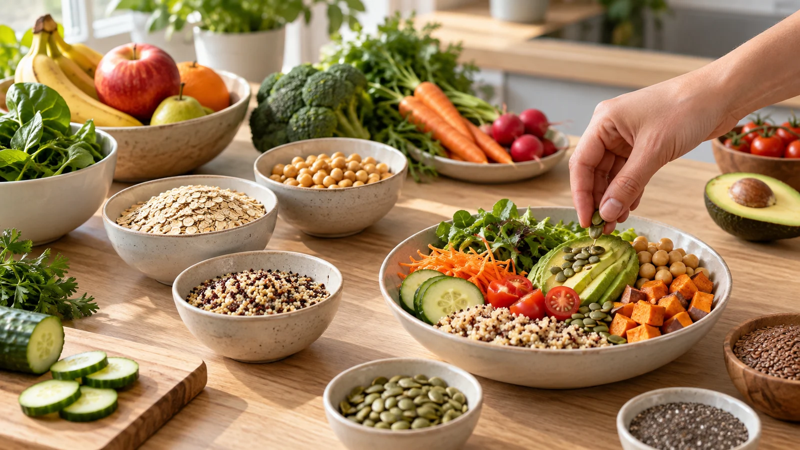 Illustration éditoriale pour Fibres alimentaires chez l’adulte : repères nutritionnels, tolérance et limites des conseils généraux